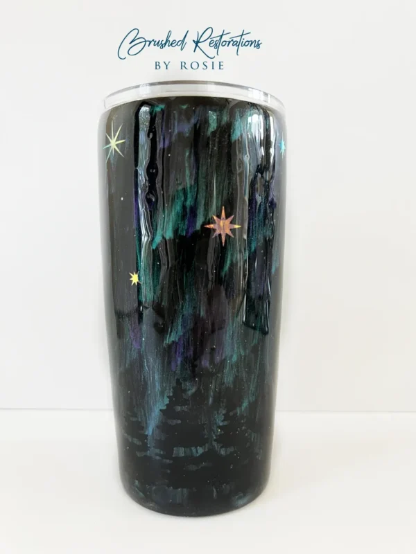 A tall glass with stars on it