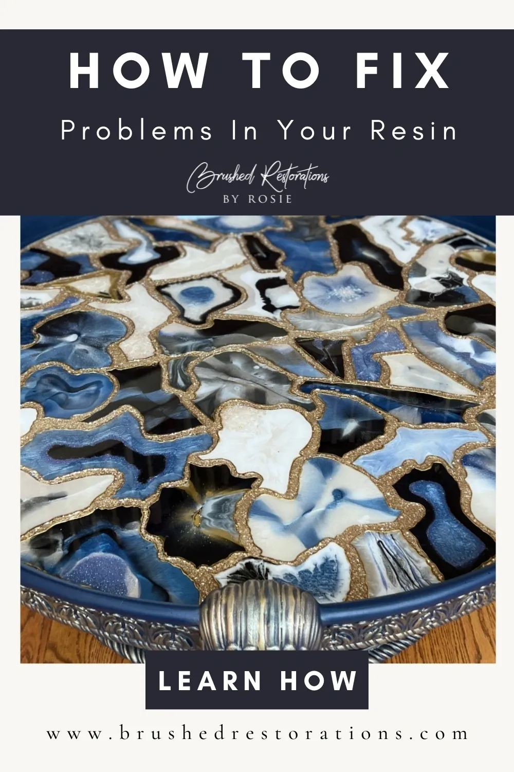 A close up of a plate with the words " problems in your resin " on it.