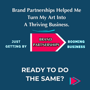 Graphic showing transformation from 'Just Getting By' to 'Booming Business' with brand partnerships arrow